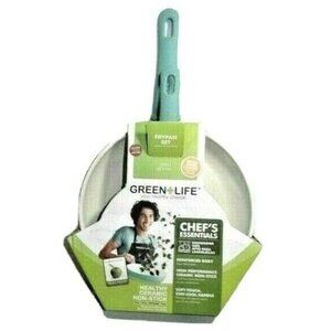 GreenLife Soft Grip Blue Ceramic Non-Stick Frying Pans Skillet Bakelite Handles